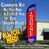 AUTO INSURANCE (Blue/Red)  Windless Feather Banner Flag Kit (Flag, Pole, & Ground Mt)