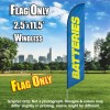 Batteries (Blue/Yellow) Windless Polyknit Feather Flag Only (3 x 11.5 feet)