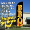BBQ (Yellow Flames)  Feather Banner Flag Kit (Flag, Pole, & Ground Mt)