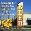 Beer (Gold) Windless Feather Banner Flag Kit (Flag, Pole, & Ground Mt)