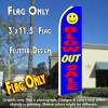 BLOW OUT SALE (Smiley/Blue) Flutter Feather Banner Flag (11.5 x 3 Feet)