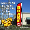 BRAKE SERVICE (Red/Checkered) Windless Feather Banner Flag Kit (Flag, Pole, & Ground Mt)