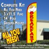 Breakfast (Yellow/Red/Cup) Windless Feather Banner Flag Kit (Flag, Pole, & Ground Mt)