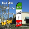 BUENO BONITO Y BARATO (Green/White/Red) Flutter Polyknit Feather Flag (11.5 x 2.5 feet)