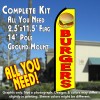 BURGERS (Yellow/Red) Flutter Feather Banner Flag Kit (Flag, Pole, & Ground Mt)