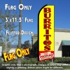 BURRITOS Hot Mexican Food (Yellow/Red) Flutter Feather Banner Flag (11.5 x 3 Feet)