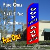 BUY HERE PAY HERE (Blue/Red) Flutter Feather Banner Flag (11.5 x 3 Feet)
