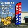 BUY HERE PAY HERE (Blue/Red) Flutter Feather Banner Flag Kit (Flag, Pole, & Ground Mt)