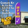 CAR OF THE WEEK (Purple) Flutter Feather Banner Flag Kit (Flag, Pole, & Ground Mt)