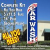 Car Wash (Patriotic) Windless Feather Banner Flag Kit (Flag, Pole, & Ground Mt)