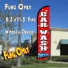 CAR WASH (Red/Bubbles) Windless Polyknit Feather Flag (2.5 x 11.5 feet)