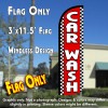 Car Wash (Red/Checkered) Windless Polyknit Feather Flag (3 x 11.5 feet)