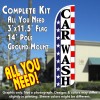 Car Wash (Stars & Stripes) Windless Feather Banner Flag Kit (Flag, Pole, & Ground Mt)