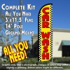Car Wash (Yellow/Checkered) Windless Feather Banner Flag Kit (Flag, Pole, & Ground Mt)