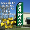 Car Wash (Green/White)  Feather Banner Flag Kit (Flag, Pole, & Ground Mt)