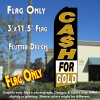CASH FOR GOLD (Black/White/Gold) Flutter Feather Banner Flag (11.5 x 3 Feet)
