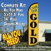 Cash for Gold (Yellow/Black) Windless Feather Banner Flag Kit (Flag, Pole, & Ground Mt)