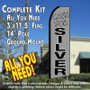 CASH FOR SILVER (Gray) Flutter Feather Banner Flag Kit (Flag, Pole, & Ground Mt)