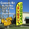 CHECK CASHING (Yellow) Flutter Feather Banner Flag Kit (Flag, Pole, & Ground Mt)