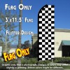 Checkered BLACK/WHITE Flutter Feather Banner Flag (11.5 x 3 Feet)