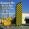 Checkered BLACK/YELLOW Windless Feather Banner Flag Kit (Flag, Pole, & Ground Mt)
