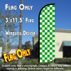 Checkered GREEN/WHITE Windless Polyknit Feather Flag (3 x 11.5 feet)