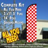 Checkered RED/WHITE Windless Feather Banner Flag Kit (Flag, Pole, & Ground Mt)