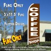 COFFEE SHOP (Brown) Flutter Feather Banner Flag (11.5 x 3 Feet)