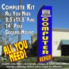 COMPUTER REPAIR (Blue/Yellow) Flutter Feather Banner Flag Kit (Flag, Pole, & Ground Mt)