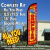 COMPUTER REPAIR (Red/Yellow) Flutter Feather Banner Flag Kit (Flag, Pole, & Ground Mt)