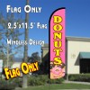 DONUTS (Pink/Yellow) Windless Polyknit Feather Flag (2.5 x 11.5 feet)