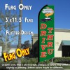 DRIVE THRU (Green) Flutter Feather Banner Flag (11.5 x 3 Feet)