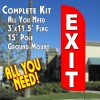 EXIT (Red/White Letters) Windless Feather Banner Flag Kit (Flag, Pole, & Ground Mt)