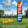 Festival (Red & Blue/White Letters) Flutter Feather Flag Only (3 x 11.5 feet)