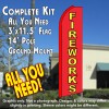 FIREWORKS (Red/Yellow) Flutter Feather Banner Flag Kit (Flag, Pole, & Ground Mt)