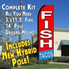 Fish Tacos (Red/White/Blue) Feather Banner Flag Kit (Flag, Pole, & Ground Mt)
