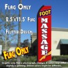 FOOT MASSAGE (Red/White) Flutter Polyknit Feather Flag (11.5 x 2.5 feet)