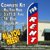 FOR RENT (Blue/Red) Flutter Feather Banner Flag Kit (Flag, Pole, & Ground Mt)