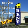 FOR RENT (Yellow/Blue) Windless Feather Banner Flag (2.5 x 11.5 Feet)