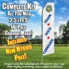 Fort 2 Race (White/Blue) Econo Feather Banner Flag Kit (Flag, Pole, & Ground Mt)