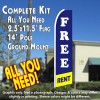 FREE RENT (Blue/Yellow) Flutter Feather Banner Flag Kit (Flag, Pole, & Ground Mt)