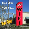 FREE WIFI (Red) Flutter Feather Banner Flag (11.5 x 3 Feet)