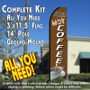 FRESH HOT COFFEE (Brown) Flutter Feather Banner Flag Kit (Flag, Pole, & Ground Mt)