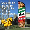 Fresh Hot Pizza (Tri-Color) Windless Feather Banner Flag Kit (Flag, Pole, & Ground Mt)
