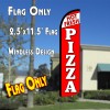 FRESH HOT PIZZA (White/Red) Windless Polyknit Feather Flag (2.5 x 11.5 feet)
