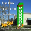 FRESH PRODUCE (Green/White) Flutter Polyknit Feather Flag (11.5 x 2.5 feet)