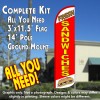 Fresh Sandwiches (White/Red) Windless Feather Banner Flag Kit (Flag, Pole, & Ground Mt)