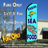 FRESH SEAFOOD (Blue) Flutter Feather Banner Flag (11.5 x 3 Feet)