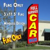 FULL SERVICE CAR WASH (Red) Flutter Feather Banner Flag (11.5 x 3 Feet)