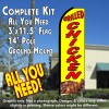 GRILLED CHICKEN (Yellow) Flutter Feather Banner Flag Kit (Flag, Pole, and Ground Mount)